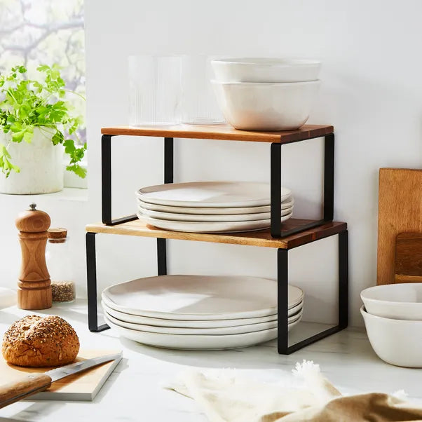 Nesting Wood-Top Kitchen Storage Racks